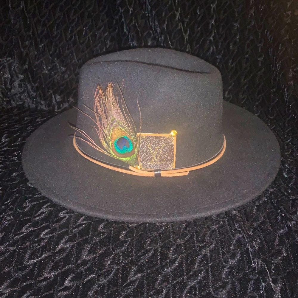 Louis Vuitton Hat up cycled piece made from authentic Louis Vuitton.